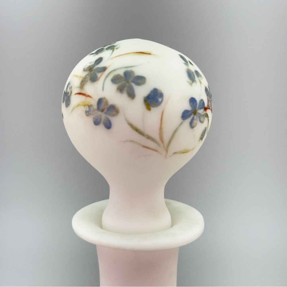 Antique Victorian HandPainted Milk Glass Decanters Barber Dresser Bottles - Picture 7 of 10